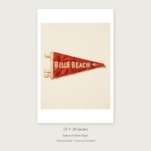 Bells Beach Surf Pennant unframed 12 by 18 inch print on enhanced matte paper, shown with its white paper border.