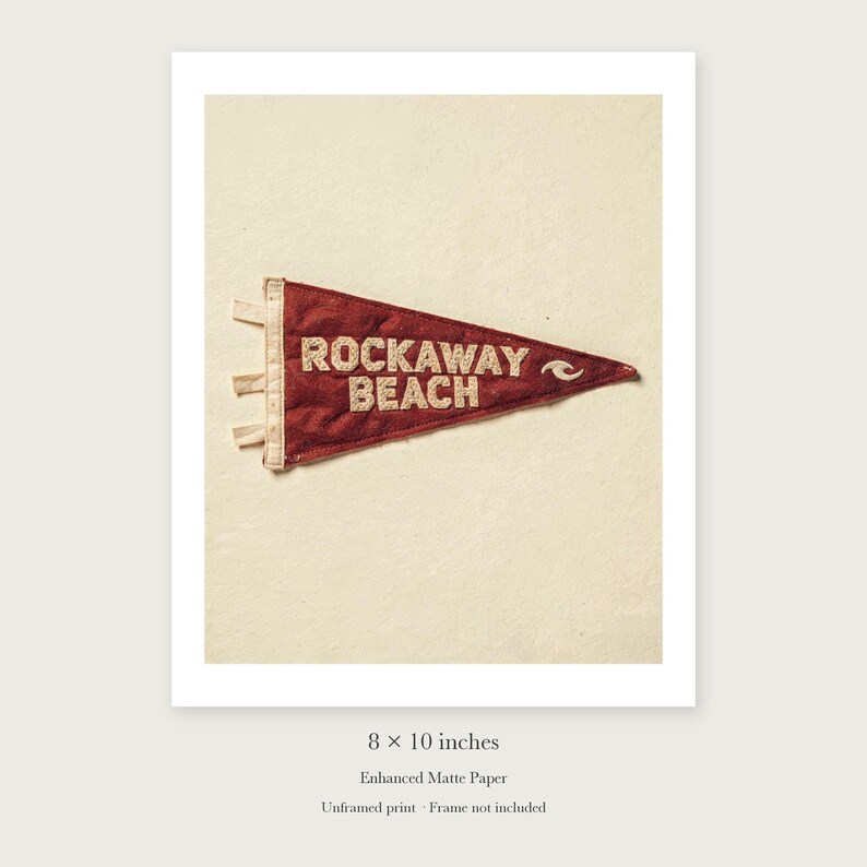 Rockaway Beach Surf Pennant Art Print, Framed or Unframed Coastal Poster image 7