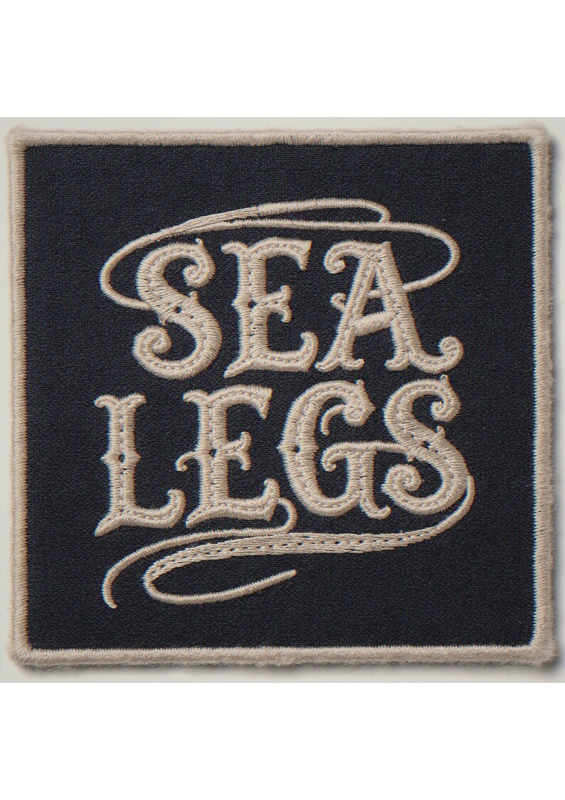 Sea Legs embroidered-style patch unframed printed artwork and full composition with its paper border.