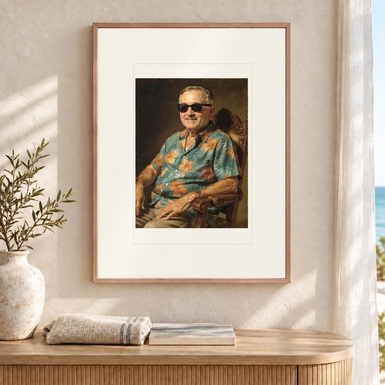Affiche humoristique de plage présidentielle représentant Harry S. Truman surfeur, encadrée ou non. image 12