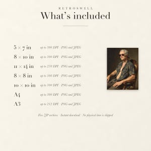 Files included with the Alexander Hamilton digital download: print sizes and resolutions.