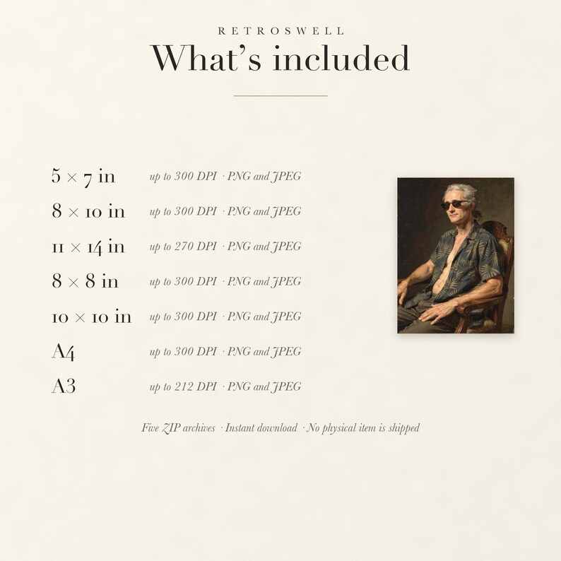 Files included with the Alexander Hamilton digital download: print sizes and resolutions.