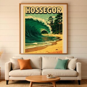 Hossegor France Surf Poster | Vintage Surf Travel Poster | Retro Beach Wall Art | Coastal Decor Printable image 8