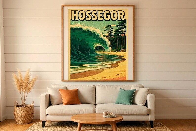 Hossegor France Surf Poster | Vintage Surf Travel Poster | Retro Beach Wall Art | Coastal Decor Printable image 8