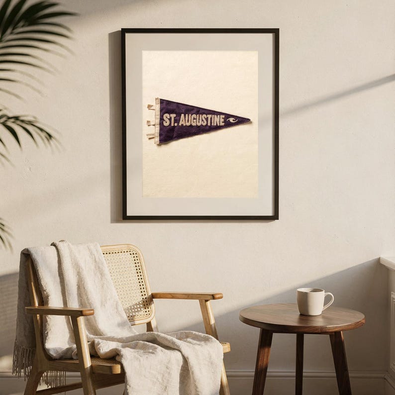 St. Augustine Beach, Florida Surf Pennant Print | Vintage Felt Pennant Art | Beach House Decor | Retro Surf Wall Art | Printable Digital Dow image 6