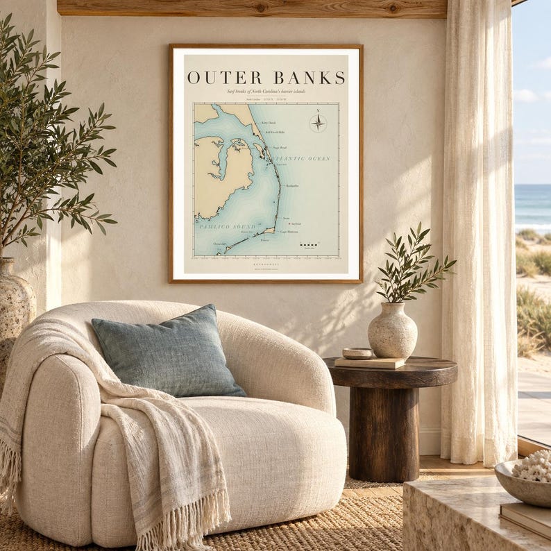 Outer Banks Surf Map | OBX Surf Breaks Print (Digital Download) image 5