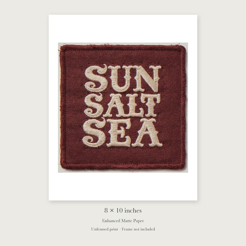 Sun Salt Sea Patch unframed 8 by 10 inch print on enhanced matte paper, shown with its white paper border.