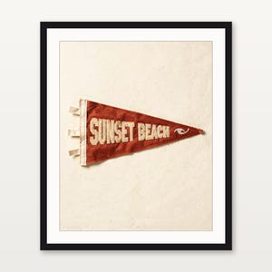 Estampado de banderín de surf en Sunset Beach, Oahu, Hawái / Arte de banderín de fieltro vintage / Decoración para casa de playa / Arte mural retro de surf / Descarga digital imprimible imagen 3