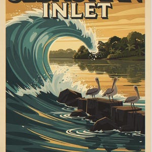 Sebastian Inlet Surf full artwork and composition, shown flat without a room setting.