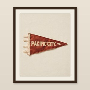 Pacific City, Oregon Surf Pennant Print | Vintage Felt Pennant Art | Beach House Decor | Retro Surf Wall Art | Printable Digital Download image 1