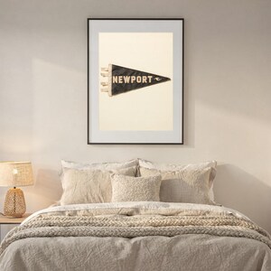 Newport, Rhode Island Surf Pennant Print | Vintage Felt Pennant Art | Beach House Decor | Retro Surf Wall Art | Printable Digital Download image 6