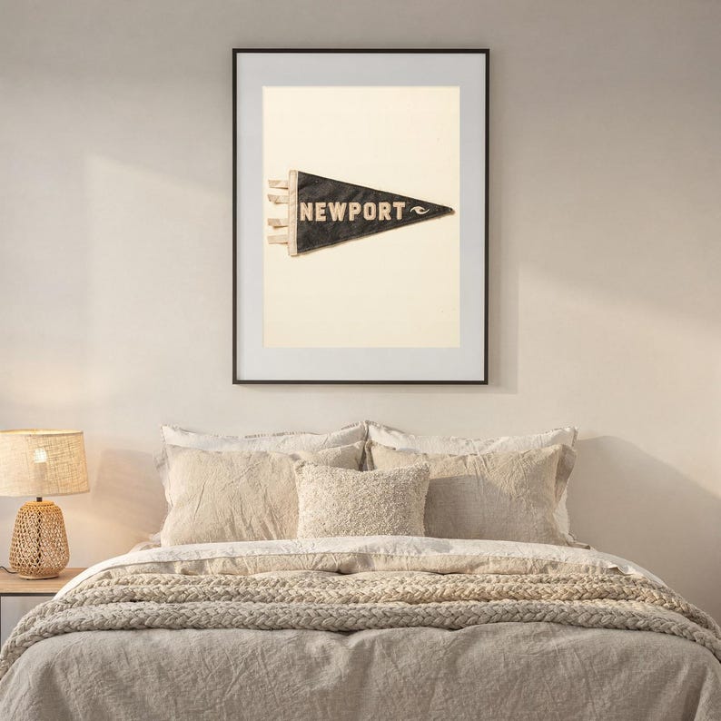 Newport, Rhode Island Surf Pennant Print | Vintage Felt Pennant Art | Beach House Decor | Retro Surf Wall Art | Printable Digital Download image 6
