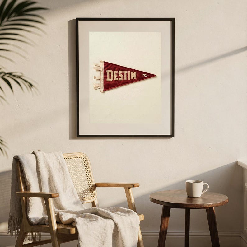 Destin, Florida Surf Pennant Print | Vintage Felt Pennant Art | Beach House Decor | Retro Surf Wall Art | Printable Digital Download image 7