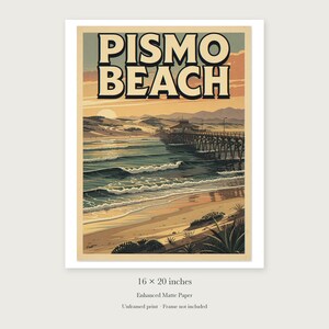 Pismo Beach Surf unframed 16 by 20 inch print on enhanced matte paper, shown with its white paper border.