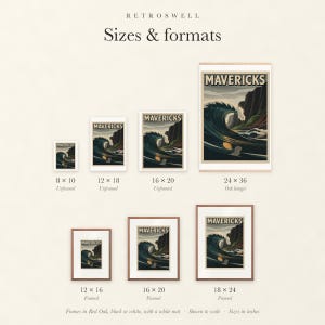 Mavericks Surf Travel Poster, Framed or Unframed Vintage Style Coastal Print image 6