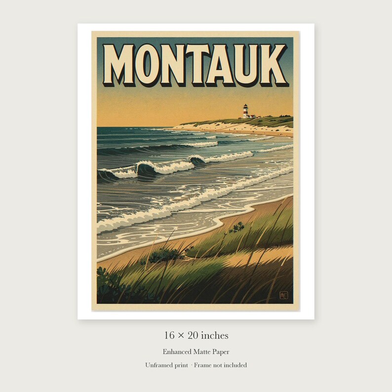 Montauk Surf unframed 16 by 20 inch print on enhanced matte paper, shown with its white paper border.