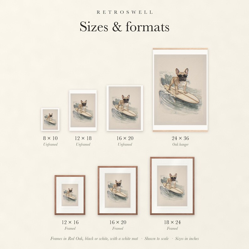 French Bulldog Surfing Print