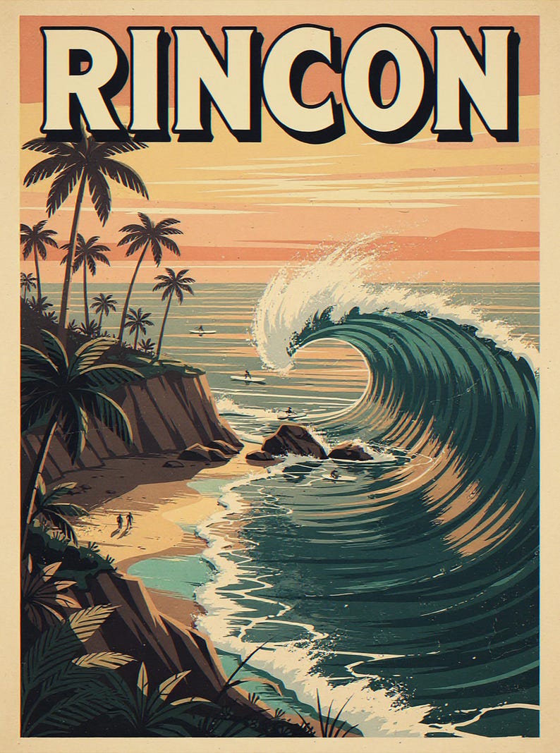 Rincon California Surf Poster