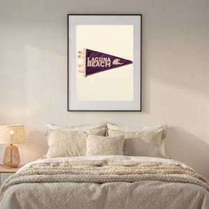 Laguna Beach, California Surf Pennant Print | Vintage Felt Pennant Art | Beach House Decor | Retro Surf Wall Art | Printable Digital Downloa image 6