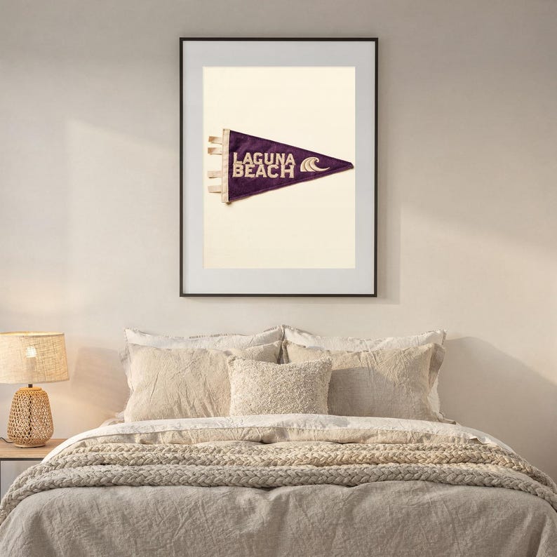 Laguna Beach, California Surf Pennant Print | Vintage Felt Pennant Art | Beach House Decor | Retro Surf Wall Art | Printable Digital Downloa image 6