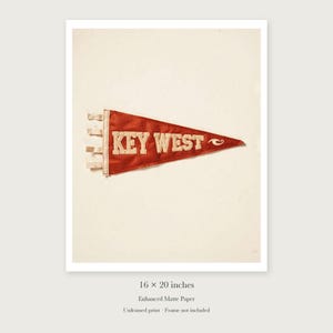 Key West Surf Pennant unframed 16 by 20 inch print on enhanced matte paper, shown with its white paper border.