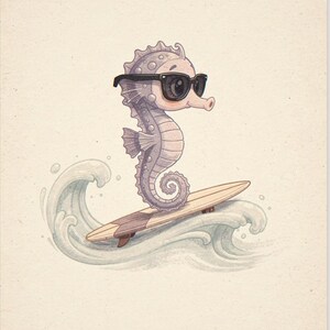 Seahorse Surfing full artwork and composition, shown flat without a room setting.