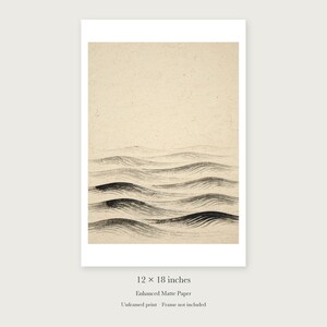 Layered Waves Ink Style unframed 12 by 18 inch print on enhanced matte paper, shown with its white paper border.