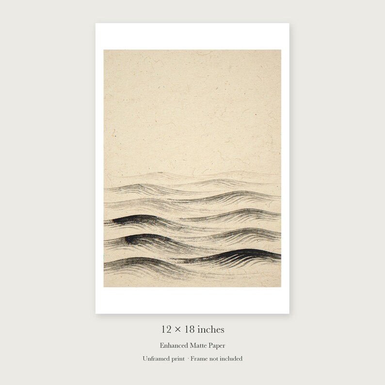 Layered Waves Ink Style unframed 12 by 18 inch print on enhanced matte paper, shown with its white paper border.