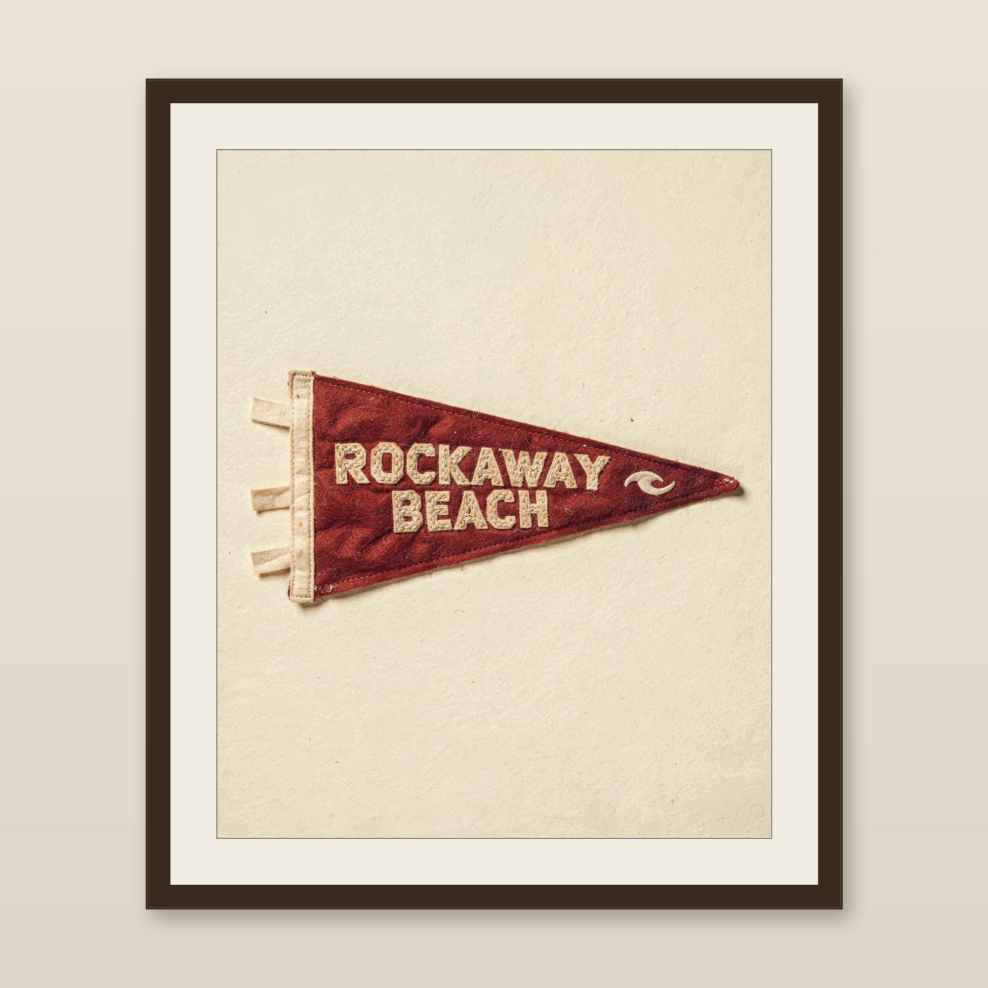 Rockaway Beach, New York Surf Pennant Print | Vintage Felt Pennant Art | Beach House Decor | Retro Surf Wall Art | Printable Digital Downloa