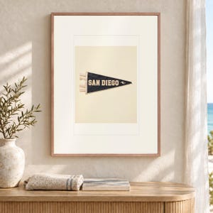San Diego Surf Pennant Art Print, Framed or Unframed Coastal Poster image 12