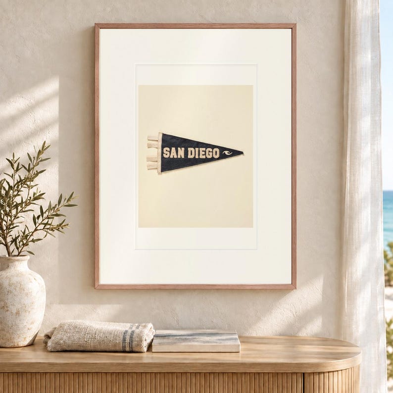 San Diego Surf Pennant Art Print, Framed or Unframed Coastal Poster image 12