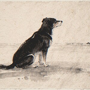Dog Gazing at the Sea Xieyi Ink full artwork and composition, shown flat without a room setting.