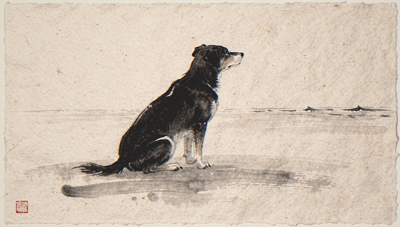 Xieyi Ink Dog Ocean Print (Digital Download)