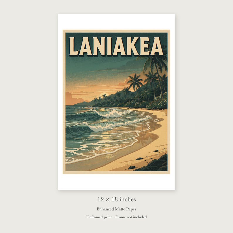 Laniakea Surf unframed 12 by 18 inch print on enhanced matte paper, shown with its white paper border.