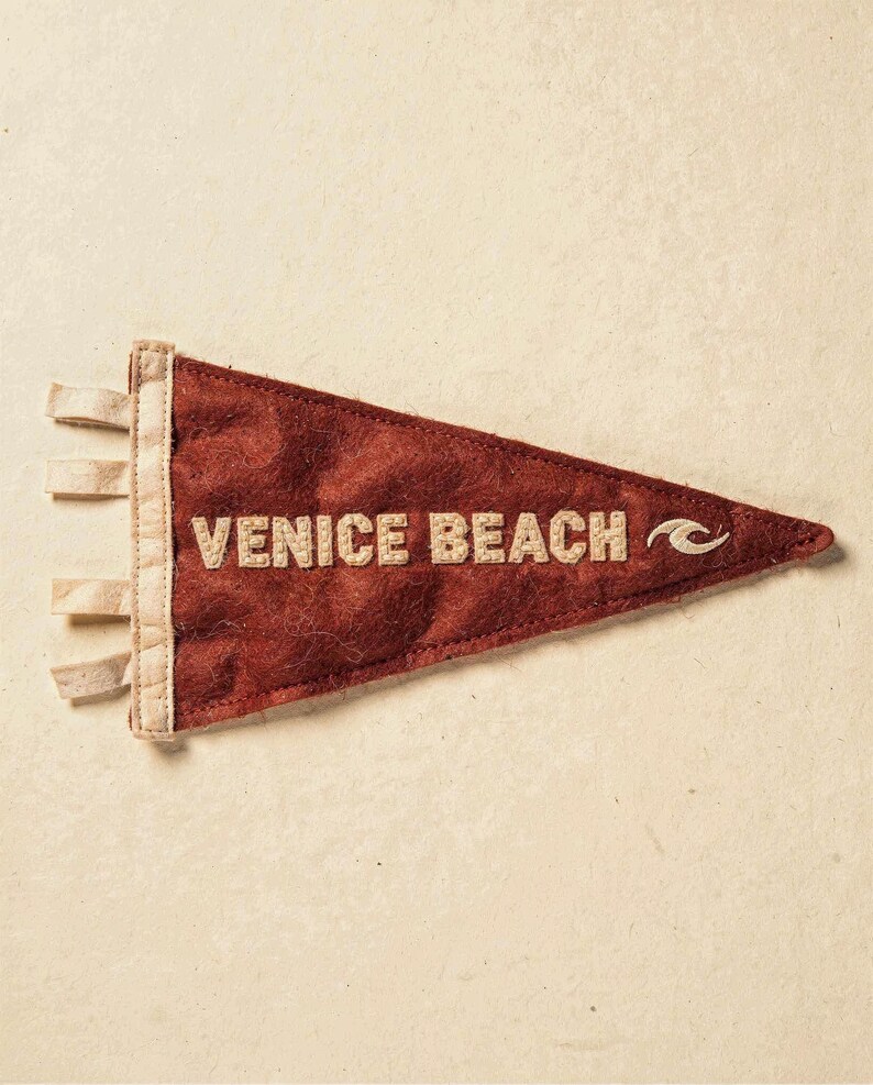 Venice Beach, California Surf Pennant Print | Vintage Felt Pennant Art | Beach House Decor | Retro Surf Wall Art | Printable Digital Downloa image 2
