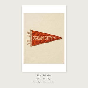 Ocean City, Maryland Surf Pennant unframed 12 by 18 inch print on enhanced matte paper, shown with its white paper border.