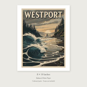 Westport Surf unframed 8 by 10 inch print on enhanced matte paper, shown with its white paper border.
