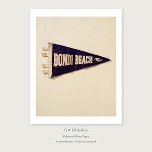 Bondi Beach, Sydney, Australia Surf Pennant unframed 8 by 10 inch print on enhanced matte paper, shown with its white paper border.