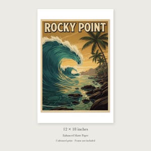 Rocky Point Surf Travel Poster, Framed or Unframed Vintage Style Coastal Print image 8