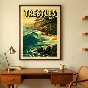 Trestles California Surf Poster | Vintage Surf Travel Poster | Retro Beach Wall Art | Coastal Decor Printable image 6