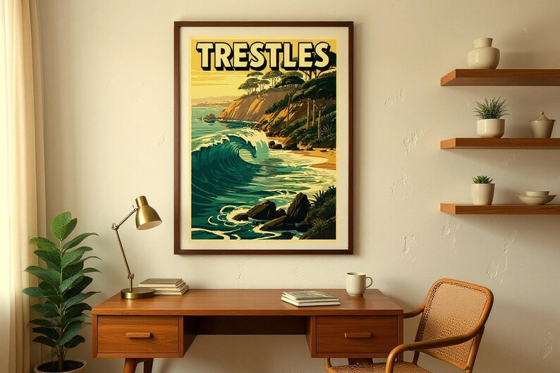 Trestles California Surf Poster | Vintage Surf Travel Poster | Retro Beach Wall Art | Coastal Decor Printable image 6