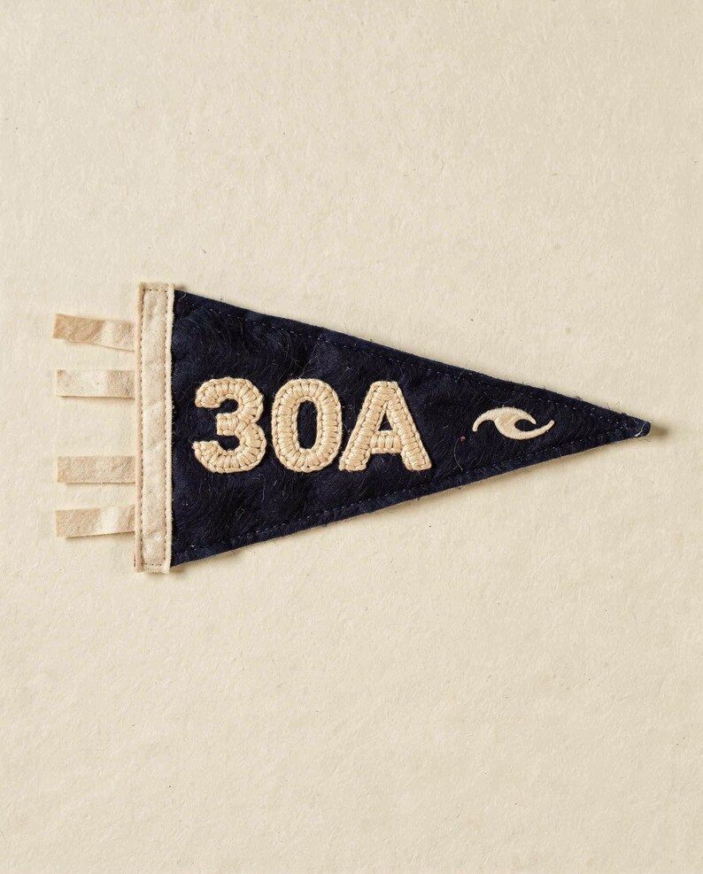 Scenic Highway 30A, Florida Surf Pennant Print | Vintage Felt Pennant Art | Beach House Decor | Retro Surf Wall Art | Printable Digital Down image 2