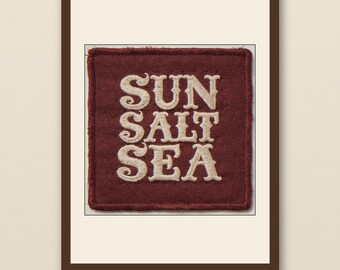 Sun Salt Sea Patch Print | Vintage Embroidered Patch Wall Art | Retro Surf Decor | Printable Beach House Art