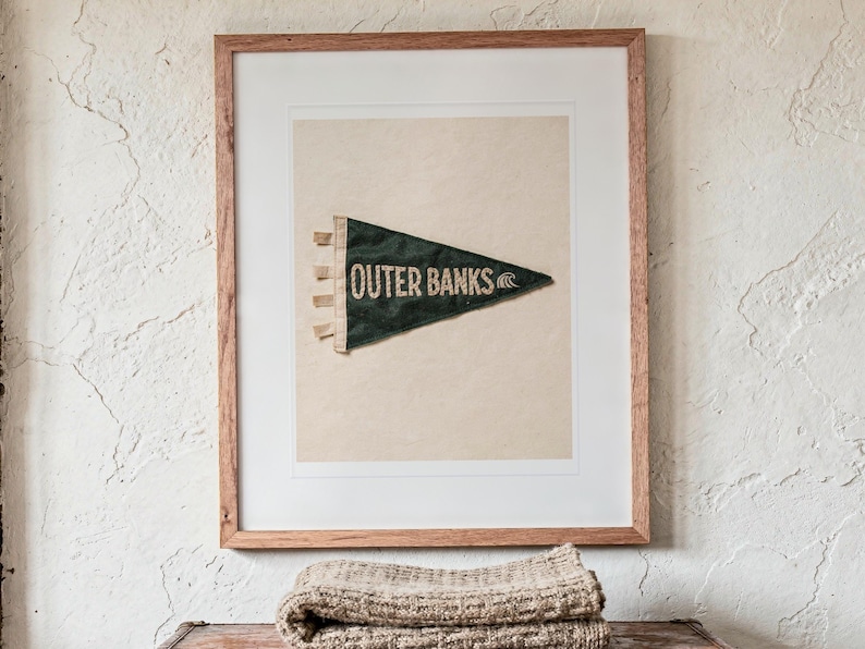 Outer Banks Surf Pennant Art Print, Framed or Unframed Coastal Poster image 13