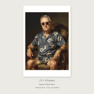 Franklin D. Roosevelt Surfer unframed 12 by 18 inch print on enhanced matte paper, shown with its white paper border.