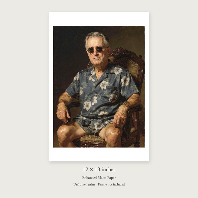 Franklin D. Roosevelt Surfer unframed 12 by 18 inch print on enhanced matte paper, shown with its white paper border.