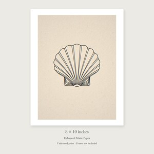 Seashell Line unframed 8 by 10 inch print on enhanced matte paper, shown with its white paper border.