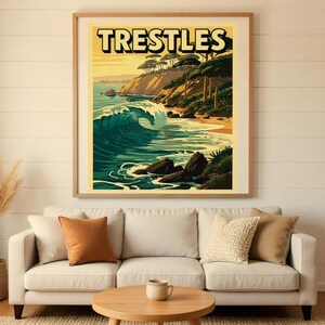 Trestles California Surf Poster | Vintage Surf Travel Poster | Retro Beach Wall Art | Coastal Decor Printable image 8
