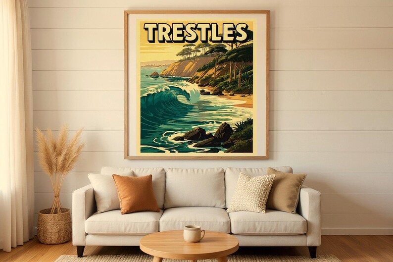 Trestles California Surf Poster | Vintage Surf Travel Poster | Retro Beach Wall Art | Coastal Decor Printable image 8