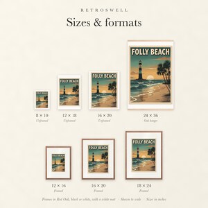 フォリービーチのサーフトラベルポスター、額装済みまたは額装なしのヴィンテージスタイルの海岸プリント 画像 7